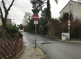 Radfahrer dürfen von der Straße Am Kolben in die Eichendorffstraße einbiegen. Foto: Kreisstadt Mettmann